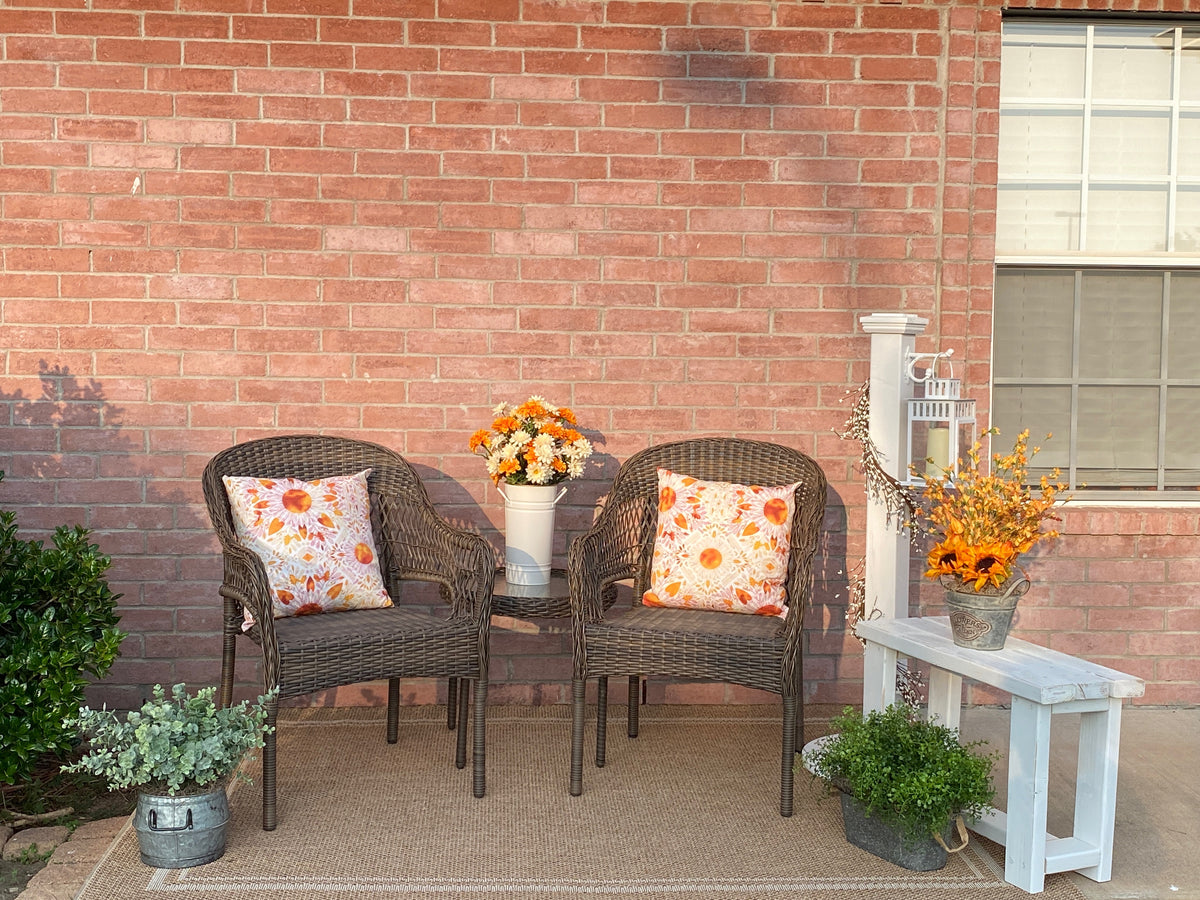 Orange Boho Porch Staging