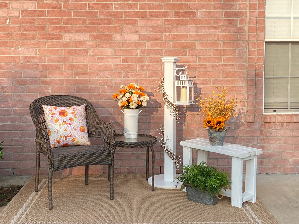 Orange Boho Porch Staging